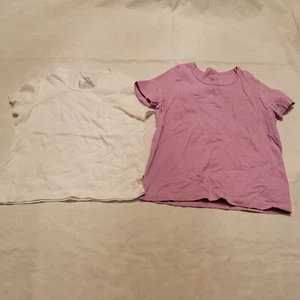 2T-3T Hanes Girls Shirts Tops 2 Shirts Purple And White  - Picture 1 of 5