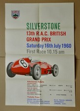 original official poster NM Silverstone Jack Brabham car racing 1960 Ferrari Bri