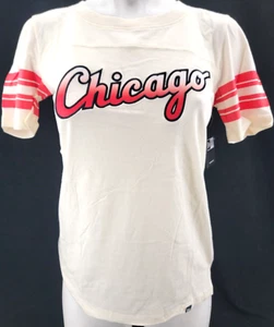 NEW Chicago Cubs MLB New Era Cream Crew Neck Short Sleeve Shirt Womens S - Picture 1 of 9