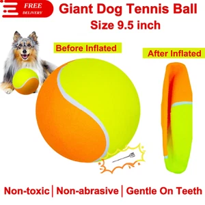 Giant Dog Tennis Ball–Size 9.5'' Pet Toy with Inflating Needles for Outdoor Play - Picture 1 of 8