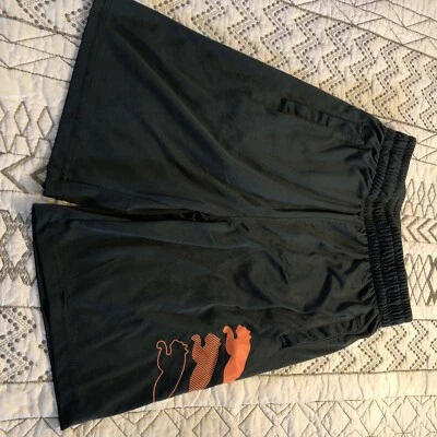Puma Boys Gray Athletic Basketball Shorts Size 8 Orange Puma Logo - Image 1 of 4