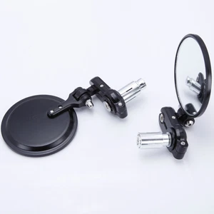 ROUND MOTORCYCLE MOTORBIKE STREETFIGHTER BAR END FOLDING MIRRORS 7/8" Handlebar - Picture 1 of 11