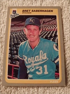 1985 BRET SABERHAGEN FLEER BASEBALL ROOKIE KARTE RC #212 KC ROYALS NY METS - Bild 1 von 2