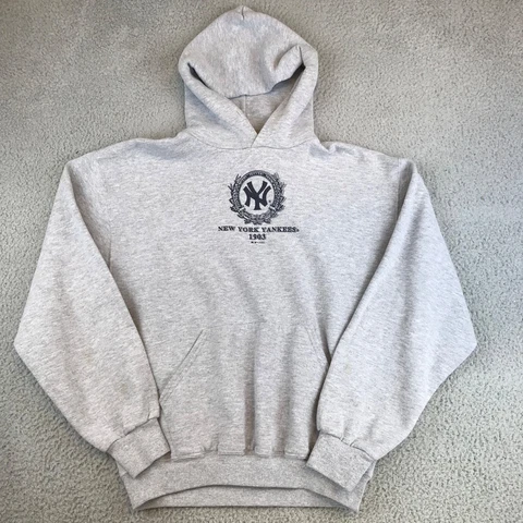 New York Yankees Hoodie Men's Medium Gray Long Sleeve Pullover Hooded 2003 MLB Cover