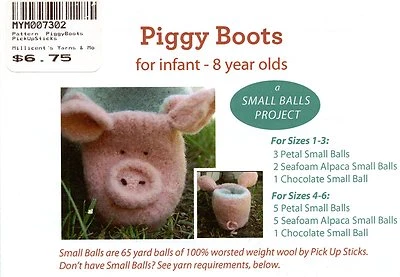 Piggy Boots - Pick Up Sticks Knitting Pattern - Baby / Child NB - 8yrs ADorable! - Image 1 of 2