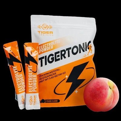TIGER TRAINING Tiger Tonic Effervescent Electrolyte Sachets, 10 Sticks Peach Flavour