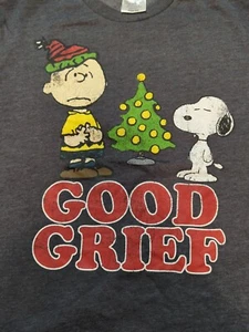 Felpa girocollo Peanuts uomo Charlie marrone Natale buon dolore taglia S - Foto 1 di 5