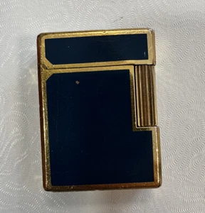 S.T. Dupont Paris Blue Chinese Lacquer Gold Plated 1.4"x2.1" Lighter - Working - Picture 1 of 12