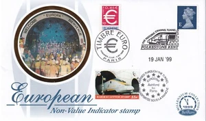 GB 1999 Doubled Benham FDC European NVI E Stamp Folkestone Paris Railway Letter - Picture 1 of 2