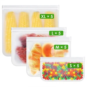 Reusable Bags 20pack Sealed Bag Leakproof Food Vegetable Fruit Storage 4 Size - Picture 1 of 14