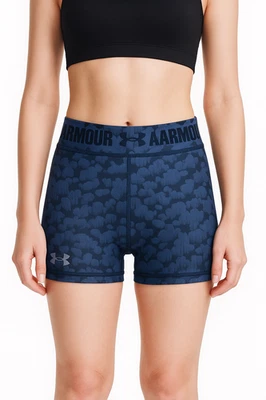 Under Armour Women’s HeatGear Compression Shorts – Blue/Black Pattern – Size XS - Image 1 of 4