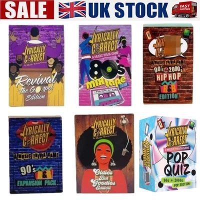 Lyrically Correct Music Trivia Card Games Challenge Game Cards Family Party Game