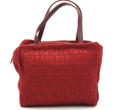 Authentic Fendi Zucchino Mini Handbag Tote FF Canvas Red monogram - Image 1 of 4