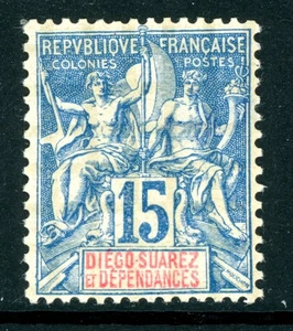 France Colonies 1892 Diego Suarez 15¢ Blue Scott #30 Mint G7 - Picture 1 of 6