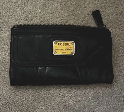 Cartera de cuero para mujer Fossil nueva negra Foto 1 de 2