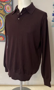 Maglione M&S Lana Merino Italiana - Maglione Maglia Stretta Manica Lunga Collo Bottoni, Med - Foto 1 di 9