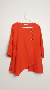 Ruby Rain Linen Blend  Blood OrangeTunic Top Size 18 EUC - Foto 1 di 7