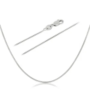 Collar de cadena de caja de oro blanco sólido de 18 K real 0,6 mm de ancho 16""-20"" pulgadas de largo - Imagen 1 de 6