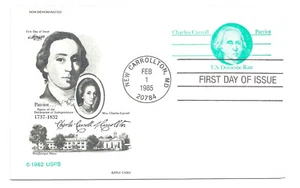 UY35 ND (14c+14c) Charles Carroll, reply card, Artmaster, FDC - Picture 1 of 1