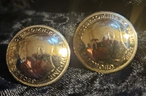 Vtg King George VI Half Penny Screw Earrings Domed 1941 1949 Xlnt British Coins - Picture 1 of 6