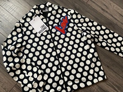 LOVE MOSCHINO POLKA DOT JERSEY JACKET SIZE 12-14 RETAIL £240 BNWT - Image 1 of 4