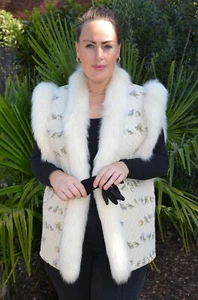 A5355 SEIDEN WESTE MIT FUCHS BESATZ PELZWESTE ECHT PELZ - SILK VEST FOX TRIM - Bild 1 von 17