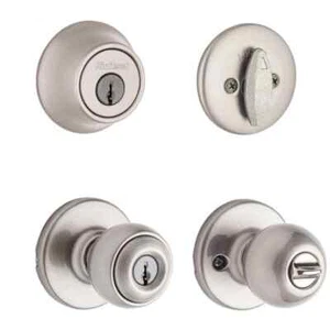 Kwikset Nickel Polo Keyed Single Cylinder Knobset/Deadbolt Combo Pack 96900-308 - Picture 1 of 1