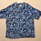 Panama jack Floral Hawaiian Shirt Men Size 2XL XXL Blue Relax Vintage Car Rayon