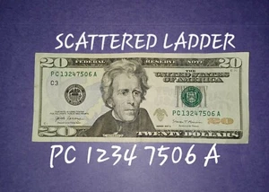 2017A $20 Twenty Dollar Bill MIXED Ladder Note Fancy Serial Number 1234 7506 💥 - Picture 1 of 3