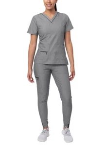 Adar Pro Flawless Plus Scrub Set Women Elevated V-Neck Top & Jogger Scrub Pants - Picture 1 of 224