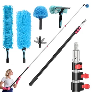 5Pcs Duster Kit Washable Dusters w/ 12Ft Telescoping Extension Pole For Cleaning - Picture 1 of 11