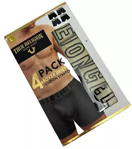 Paquete de 4 calzoncillos boxer True Religion para hombre de algodón elástico talla grande nuevos - Imagen 1 de 8
