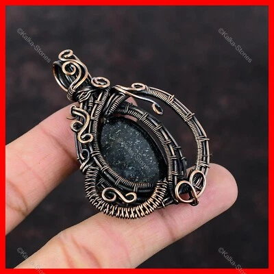 Ovalado Natural Marcasita Cobre Hija Alambre Envuelto Artesano Nuevo Colgante Joyería Foto 1 de 4