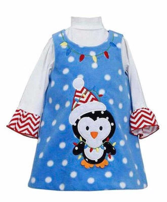 Conjunto de 4 Vestido Jersey BONNIE JEAN Navidad Pingüino Punto Polar Nuevo con Etiquetas Foto 1 de 3