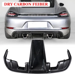 DRY Carbon Fiber Rear Bumper Diffuser Spoiler Lip For Porsche 718 Cayman GT4 - Picture 1 of 8