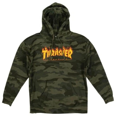 Thrasher Magazine JERSEY LOGO LLAMAS Skateboard Sudadera con Capucha FOREST CAMO XL Foto 1 de 2