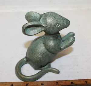 Cast Iron Verdigris Doorstop Mouse Figurine Door Stop Mice Bookend Book End - Picture 1 of 1
