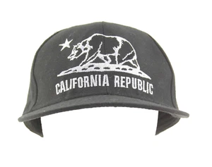 California Republic schwarz weiß Logo Acryl Kappe Druckknopflasche Mütze - Bild 1 von 6