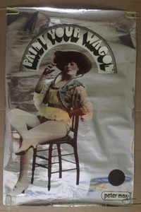 Peter Max Paint Your Wagon Poster Woman Smoking Cigarette Mylar Foil Signed 1969 - Picture 1 of 12