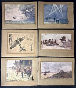 6 Soviet Socialist Realism Prints WWII Art Ukraine Russian Propaganda” Aviation - Picture 1 of 13