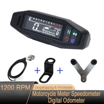 Motorcycle Mini Meter Speedometer LCD Digital Odomete Digital Dashboard Gauge - Image 1 of 4