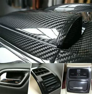 7D Stickers Glossy Carbon Fiber Vinyl Film Car Interior Wrap Auto Accessories US - Picture 1 of 12