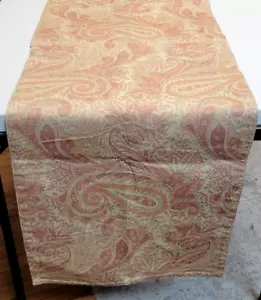 Pottery Barn Paisley Table Runner Tan Beige Peach Rust Floral Cottage Italy 98" - Picture 1 of 16
