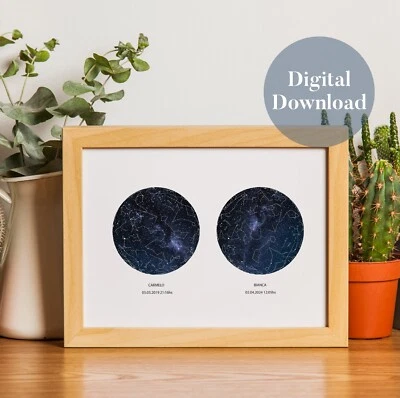 Custom Star Map Digital Download Printable Annyversary Gift Father Mother's day - Image 1 of 4