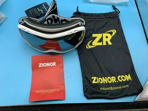 Zionor Ski Goggles Black White Trim Red Yellow Lens W/ Storage Bag - Picture 1 of 4