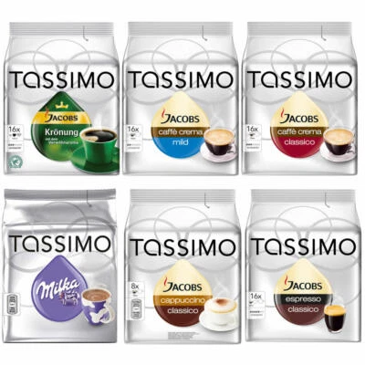 TASSIMO T-DISCS im Set Kaffee KaffeeKAPSEL 6 Sorten bis zu 96 Disc freie Auswahl - Bild 1 von 4