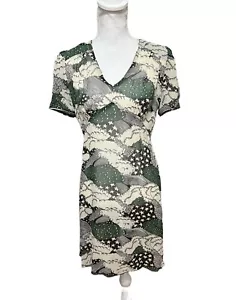 Anna Sui Vintage Y2K Silk Abstract Print sleeveless Short Dress Size 6 No Slip - Picture 1 of 6