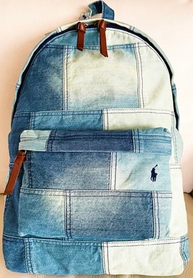 Auténtica Mochila Denim Polo Ralph Lauren Icónica Bordada Pony Patchwork Foto 1 de 4