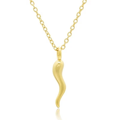 Collar Cuerno Italiano, Colgante Cornicello Chapado en Oro 18K, Joyería Talismán Suerte Foto 1 de 4