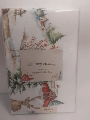 Benson Mills Easy Care Spill Proof Tablecloth County Holiday 60" x 120" New - Image 1 of 4